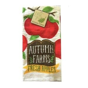 Apples Apple Kitchen Dish Towels Fall Harvest Cabin Country 100% Cotton Set of 2